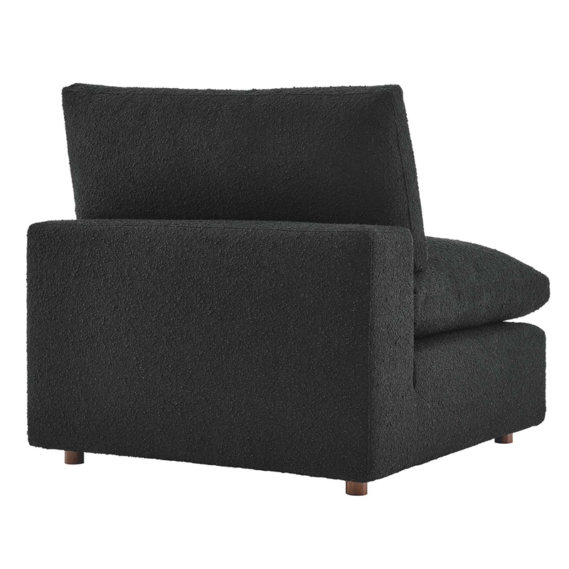 Commix Down Filled Overstuffed Boucle Fabric Armless Chair in Black