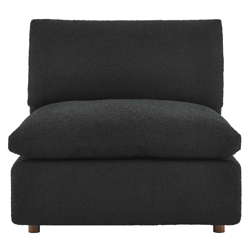 Commix Down Filled Overstuffed Boucle Fabric Armless Chair in Black