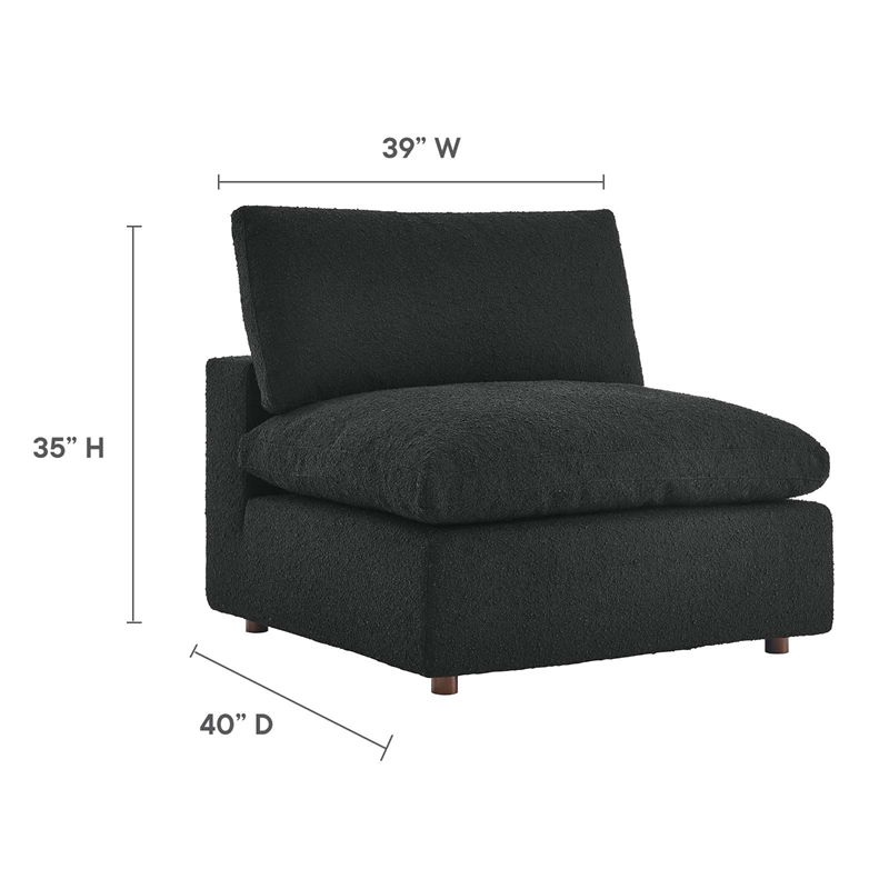 Commix Down Filled Overstuffed Boucle Fabric Armless Chair in Black