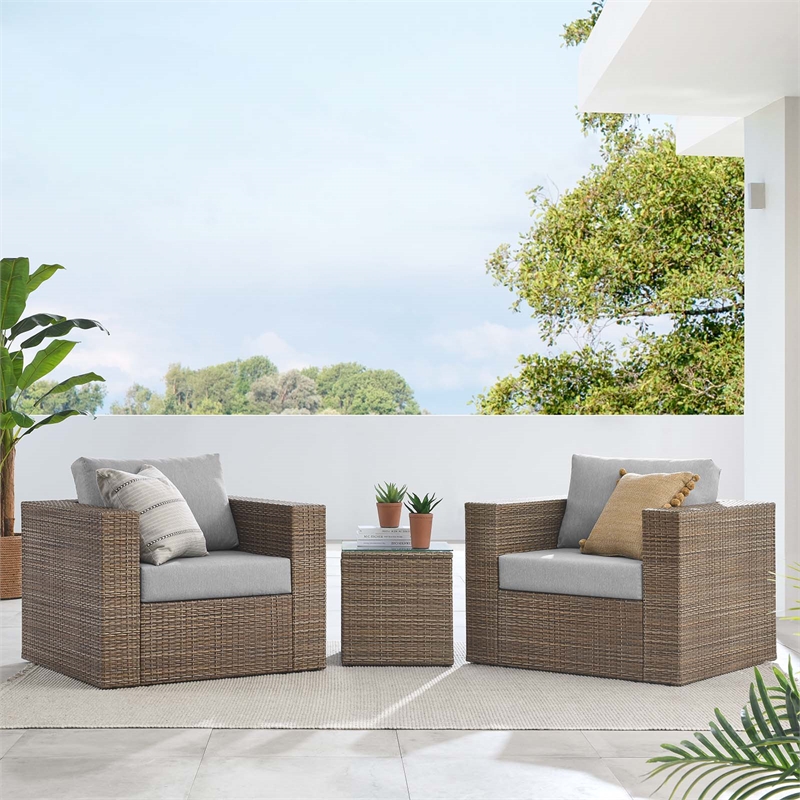 Convene 3-Piece Outdoor Patio Furniture Set in Cappuccino Gray