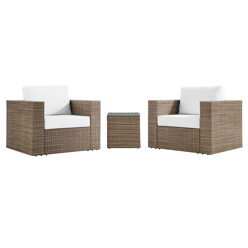 Modway Convene Outdoor 3-Piece Synthetic Rattan Furniture Set in White
