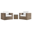Modway Convene Outdoor 3-Piece Synthetic Rattan Furniture Set in White