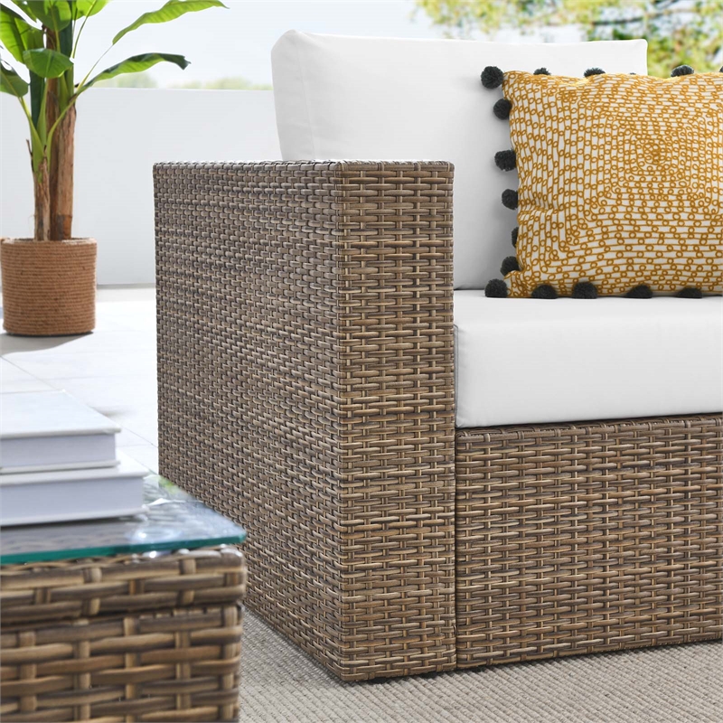 Modway Convene Outdoor 3-Piece Synthetic Rattan Furniture Set in White