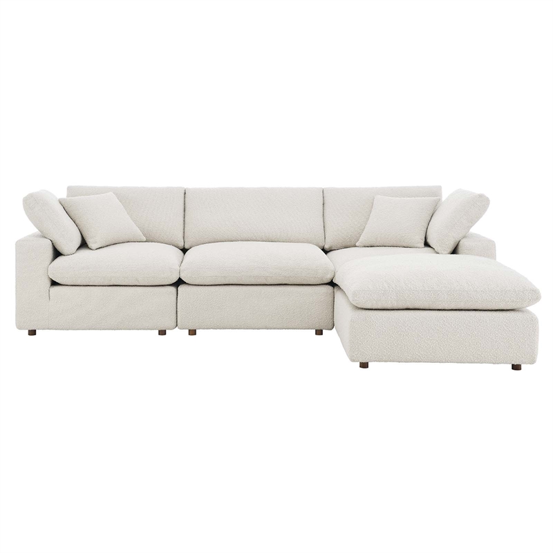 Modway Commix 4-Piece Upholstered Boucle Fabric Sectional Sofa in Ivory