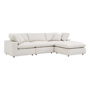 Modway Commix 4-Piece Upholstered Boucle Fabric Sectional Sofa in Ivory