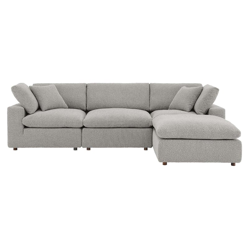 Modway Commix 4-Piece Upholstered Boucle Fabric Sectional Sofa in Light Gray