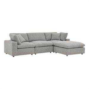 Modway Commix 4-Piece Upholstered Boucle Fabric Sectional Sofa in Light Gray