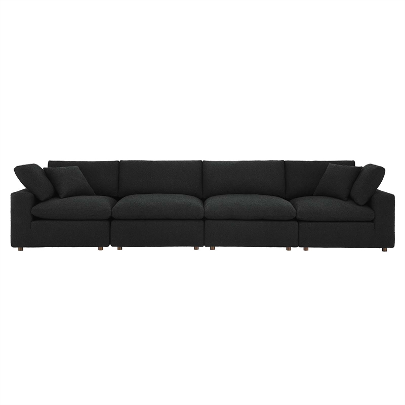 Modway Commix 4-Seater Upholstered Boucle Fabric Sectional Sofa in Black