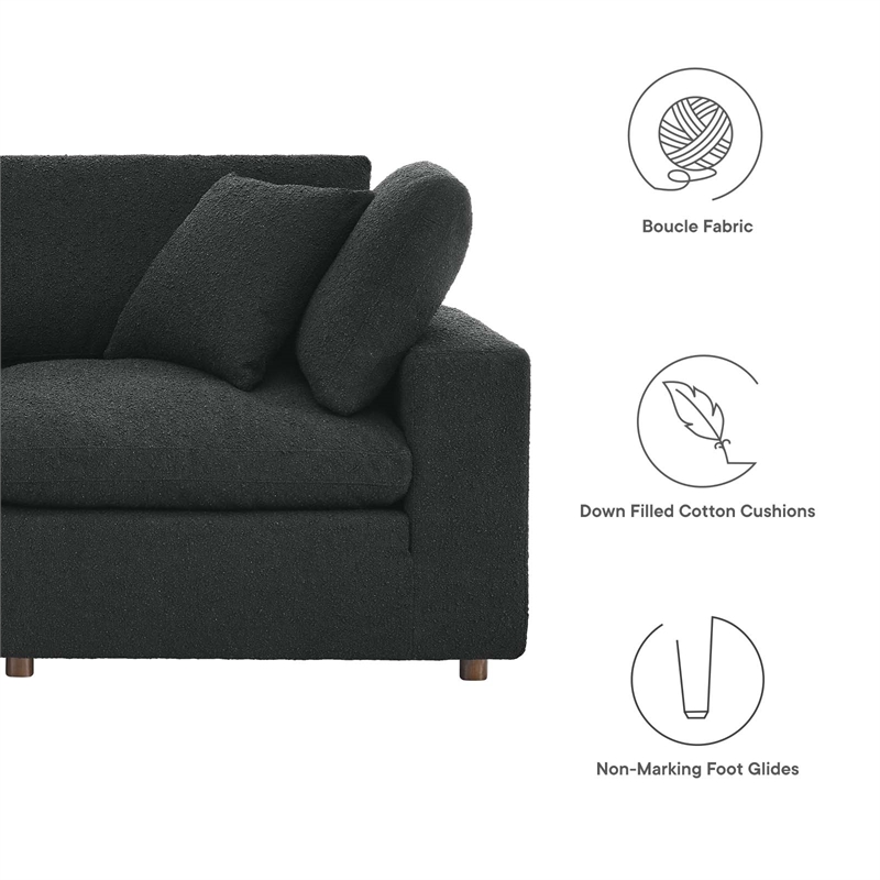 Modway Commix 4-Seater Upholstered Boucle Fabric Sectional Sofa in Black
