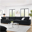 Modway Commix 4-Seater Upholstered Boucle Fabric Sectional Sofa in Black