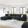 Modway Commix 5-Piece Upholstered Boucle Fabric Sectional Sofa in Black