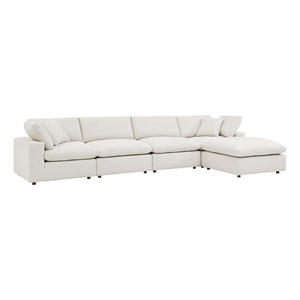 Modway Commix 5-Piece Upholstered Boucle Fabric Sectional Sofa in Ivory