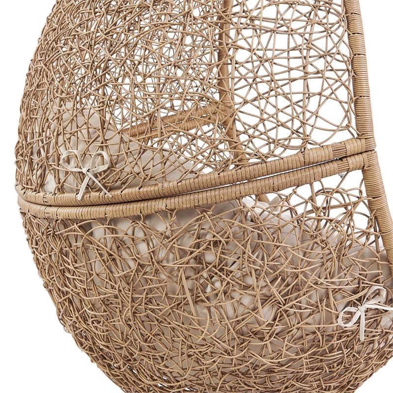 Modway Encase Outdoor Synthetic Rattan Swing Chair in Cappuccino/Beige