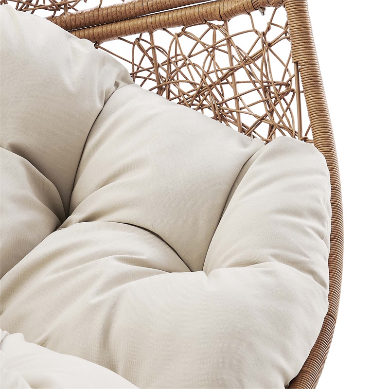 Modway Encase Outdoor Synthetic Rattan Swing Chair in Cappuccino/Beige