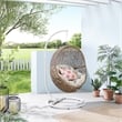 Modway Encase Outdoor Synthetic Rattan Swing Chair in Cappuccino/Beige