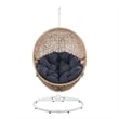 Modway Encase Outdoor Synthetic Rattan Swing Chair in Cappuccino/Navy