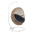 Modway Encase Outdoor Synthetic Rattan Swing Chair in Cappuccino/Navy