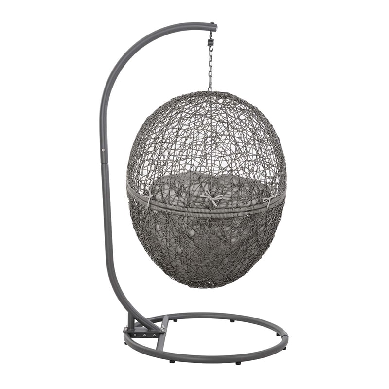 Modway Encase Outdoor Synthetic Rattan & Steel Swing Chair in Gray