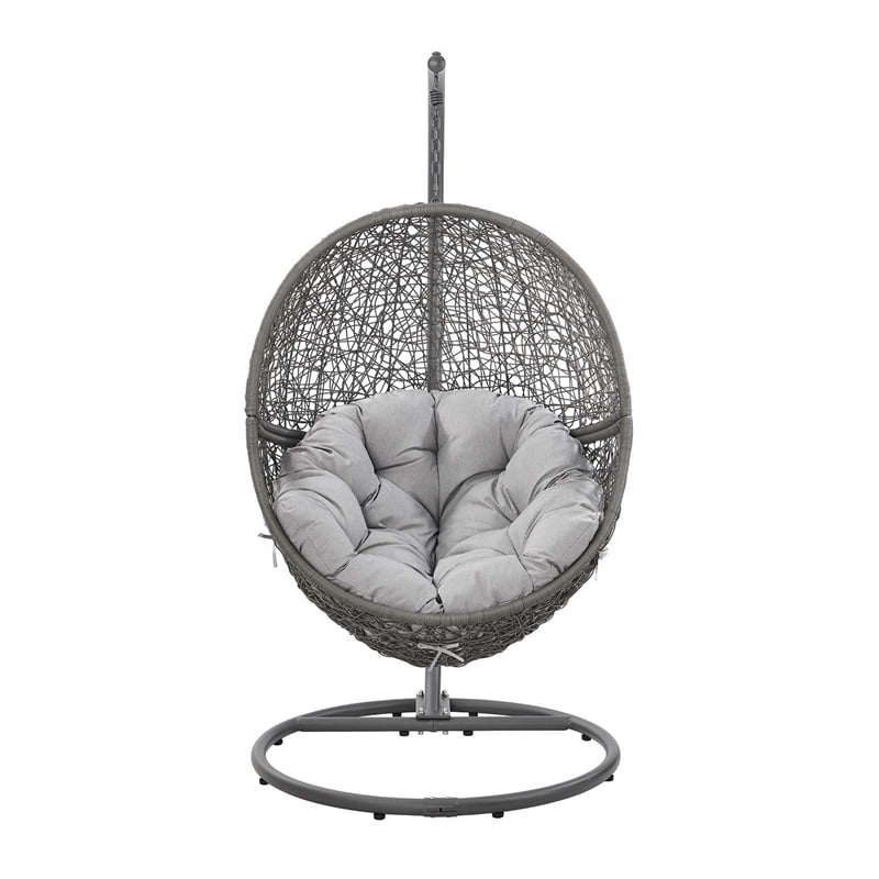 Modway Encase Outdoor Synthetic Rattan & Steel Swing Chair in Gray