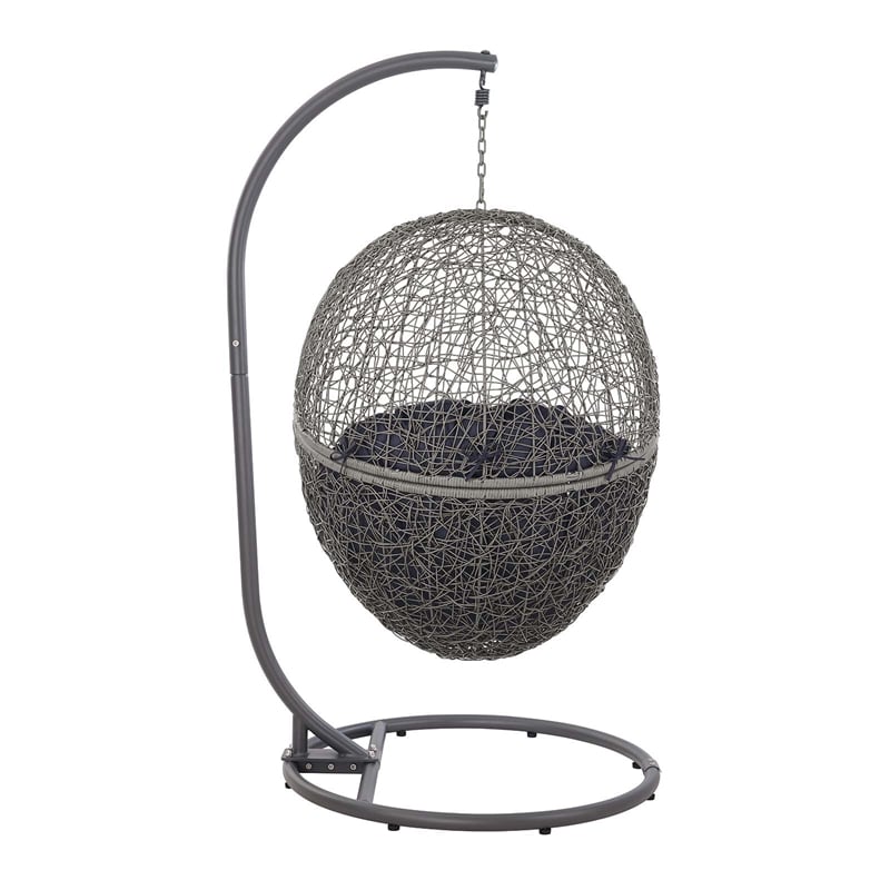 Modway Encase Outdoor Synthetic Rattan Swing Chair in Gray and Navy