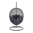 Modway Encase Outdoor Synthetic Rattan Swing Chair in Gray and Navy