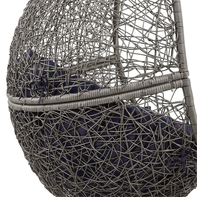 Modway Encase Outdoor Synthetic Rattan Swing Chair in Gray and Navy