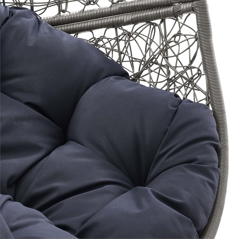 Modway Encase Outdoor Synthetic Rattan Swing Chair in Gray and Navy