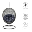 Modway Encase Outdoor Synthetic Rattan Swing Chair in Gray and Navy