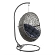 Modway Encase Outdoor Synthetic Rattan Swing Chair in Gray and Navy