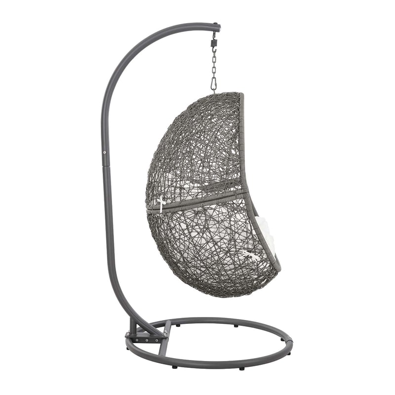 Modway Encase Outdoor Synthetic Rattan Swing Chair in Gray and White