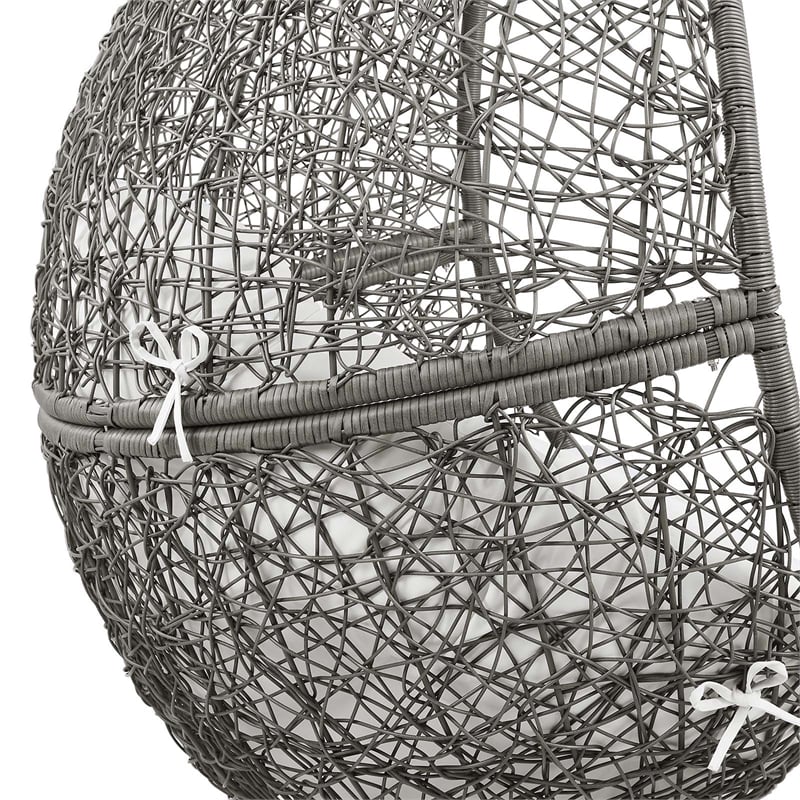 Modway Encase Outdoor Synthetic Rattan Swing Chair in Gray and White