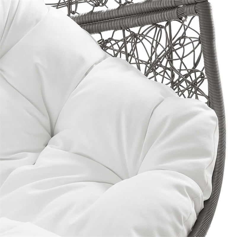 Modway Encase Outdoor Synthetic Rattan Swing Chair in Gray and White