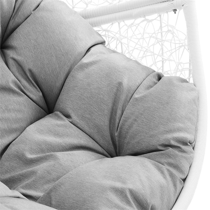 Modway Encase Outdoor Synthetic Rattan Swing Chair in White and Gray