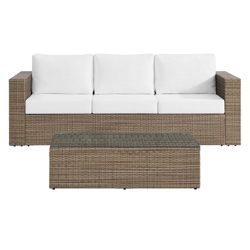 Modway Convene Outdoor 2-Piece Synthetic Rattan Furniture Set in White