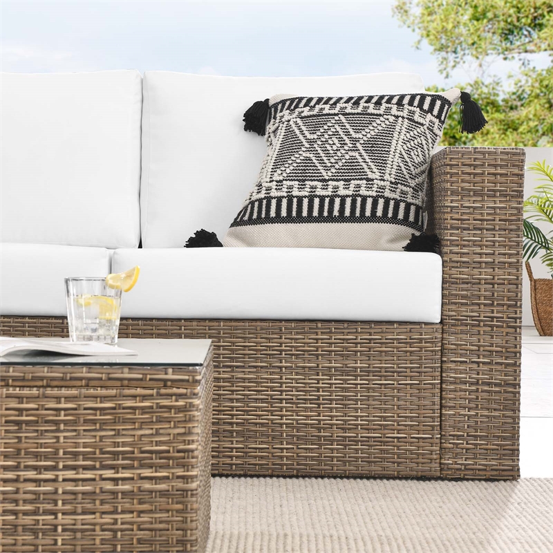 Modway Convene Outdoor 2-Piece Synthetic Rattan Furniture Set in White
