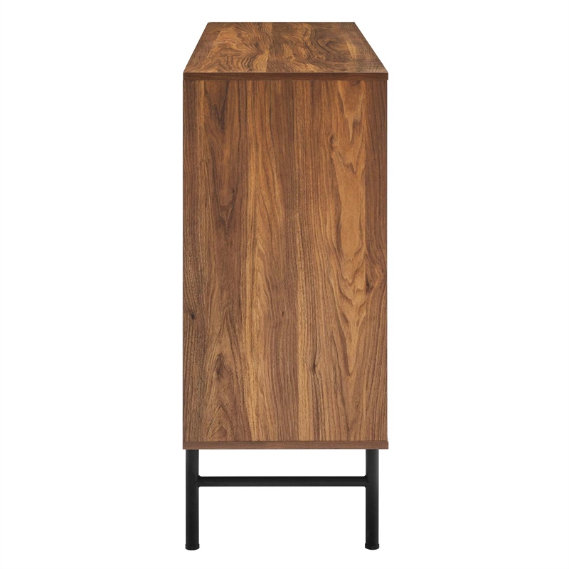 Modway Harper Chevron Wood Sideboard with Adjustable Shelves in Walnut