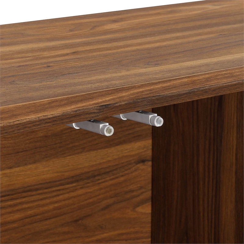 Modway Harper Chevron Wood Sideboard with Adjustable Shelves in Walnut