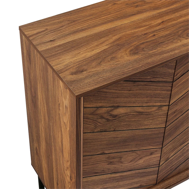 Modway Harper Chevron Wood Sideboard with Adjustable Shelves in Walnut