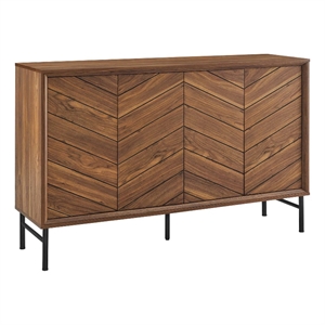 Modway Harper Chevron Wood Sideboard with Adjustable Shelves in Walnut