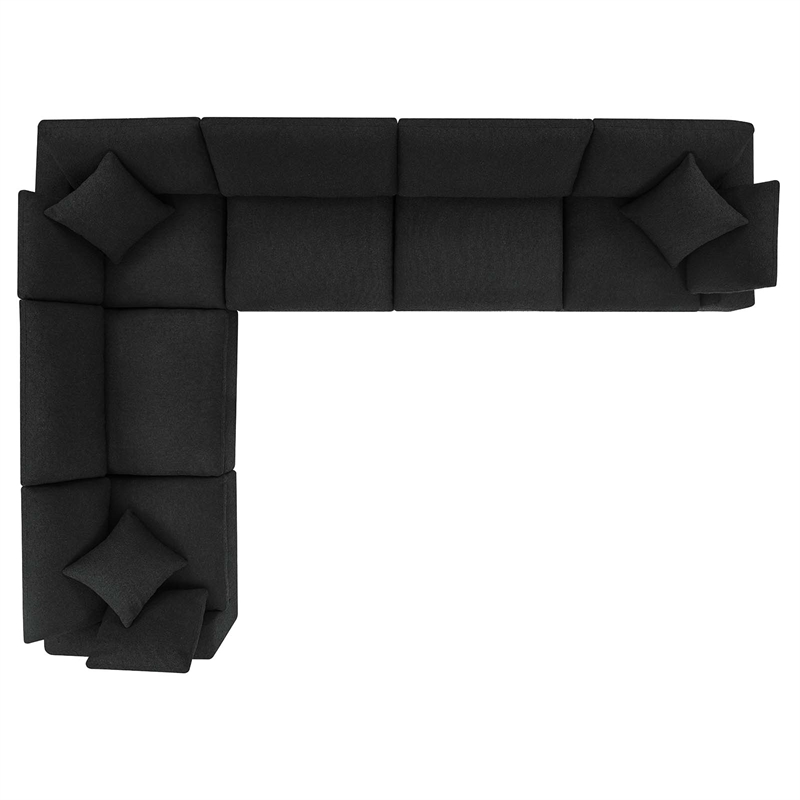 Modway Commix 6-Piece Upholstered Fabric & Wood Sectional Sofa in Black