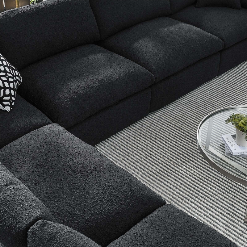Modway Commix 6-Piece Upholstered Fabric & Wood Sectional Sofa in Black