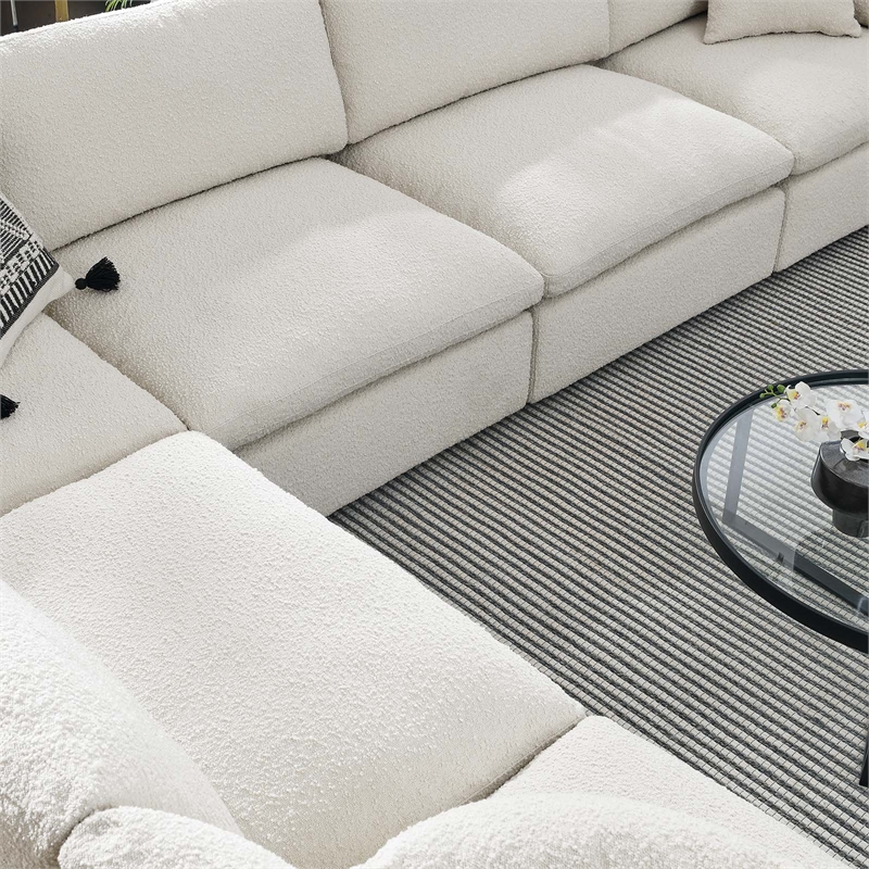 Modway Commix 6-Piece Upholstered Fabric & Wood Sectional Sofa in Ivory