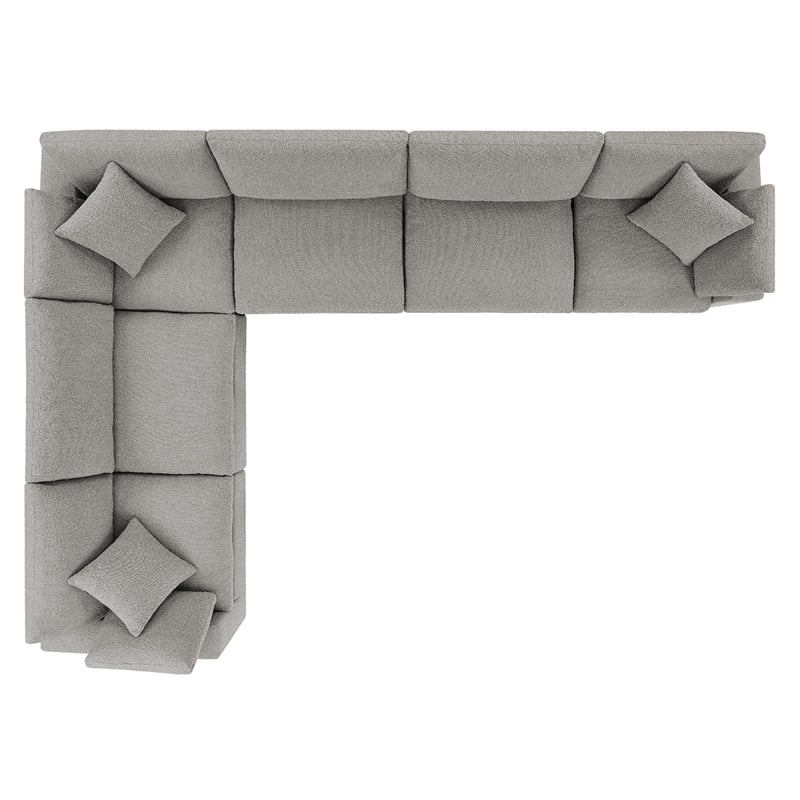 Modway Commix 6-Piece Upholstered Fabric & Wood Sectional Sofa in Light Gray
