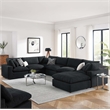 Modway Commix 7-Piece Upholstered Boucle Fabric Sectional Sofa in Black