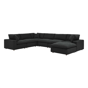 Modway Commix 7-Piece Upholstered Boucle Fabric Sectional Sofa in Black
