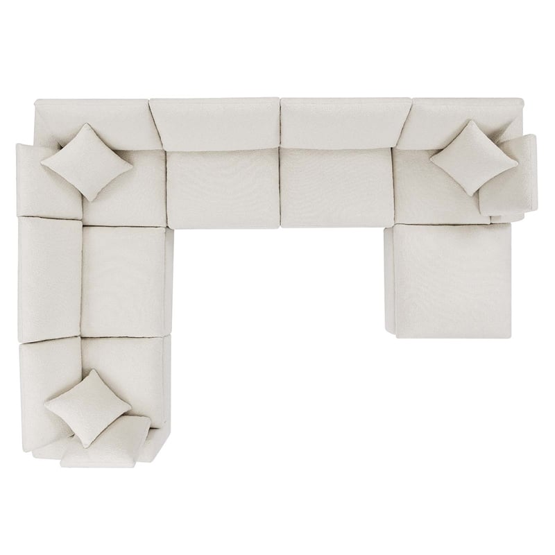 Modway Commix 7-Piece Upholstered Boucle Fabric Sectional Sofa in Ivory