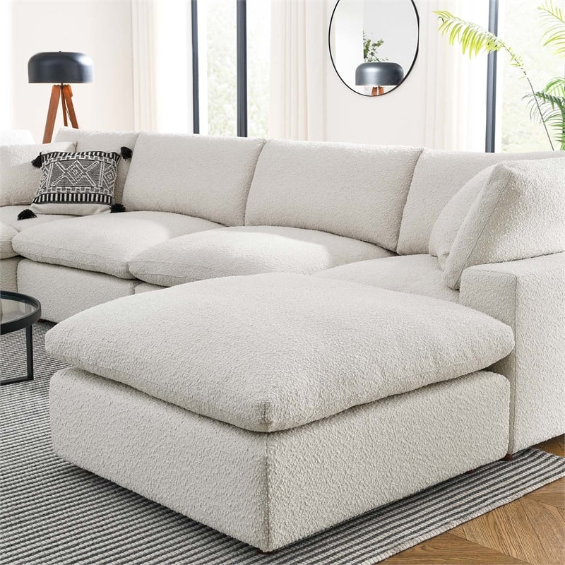 Modway Commix 7-Piece Upholstered Boucle Fabric Sectional Sofa in Ivory