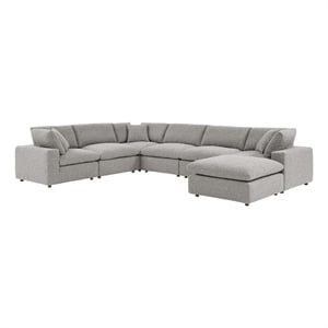 Modway Commix 7-Piece Upholstered Boucle Fabric Sectional Sofa in Light Gray