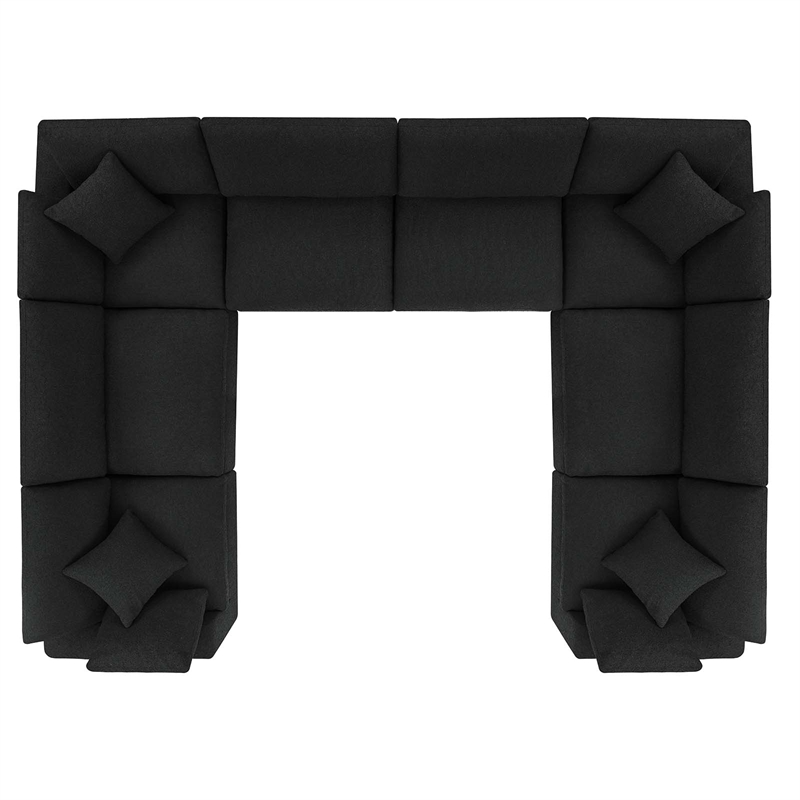 Modway Commix 8-Piece Upholstered Boucle Fabric Sectional Sofa in Black