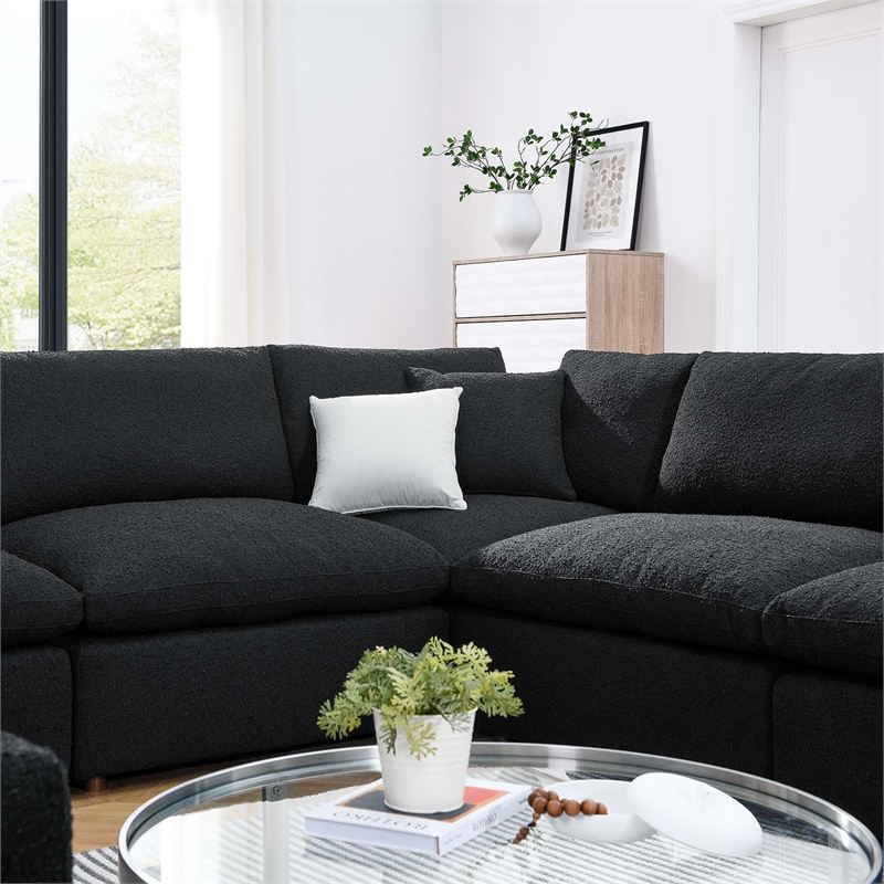 Modway Commix 8-Piece Upholstered Boucle Fabric Sectional Sofa in Black